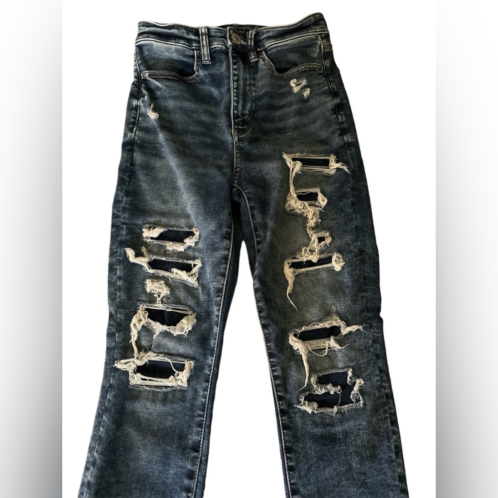 Woman’s distressed American 🇺🇸 Eagle 🦅 high waisted skinny jeans 👖 - Picture 2 of 7